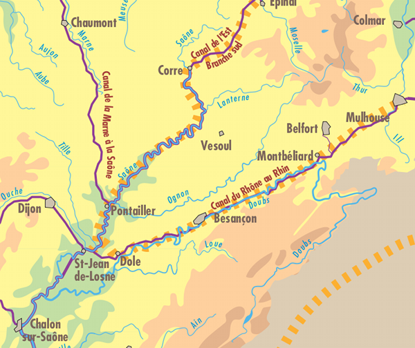 Carte des voies navigables Européennes