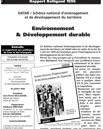 Rapport Balligand Environnement et Développement durable