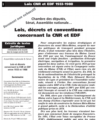 Lois décrets et conventions concernant EDF et CNR