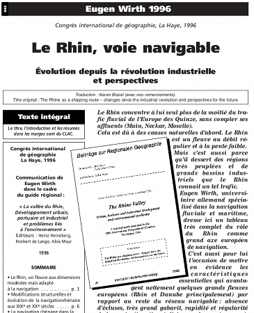 Géographie économique: Eugen Wirth sur l'histoire du Rhin, voie navigable