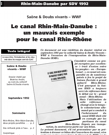 Argumentaire contre le canal Rhin-Rhône, en prenant appui sur l'exemple de Rhin-Main-Danube